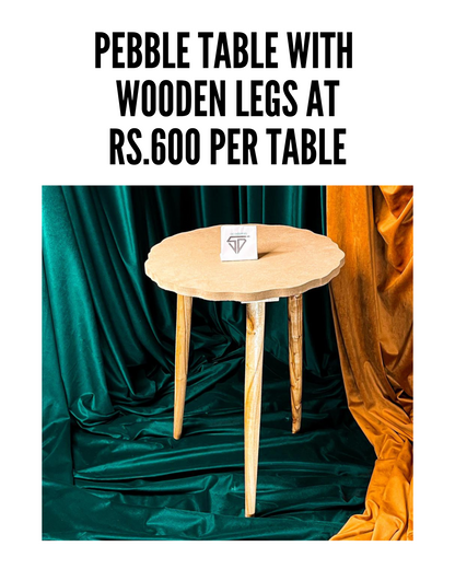 Pebble Table With Wooden Legs  (Set of 5)