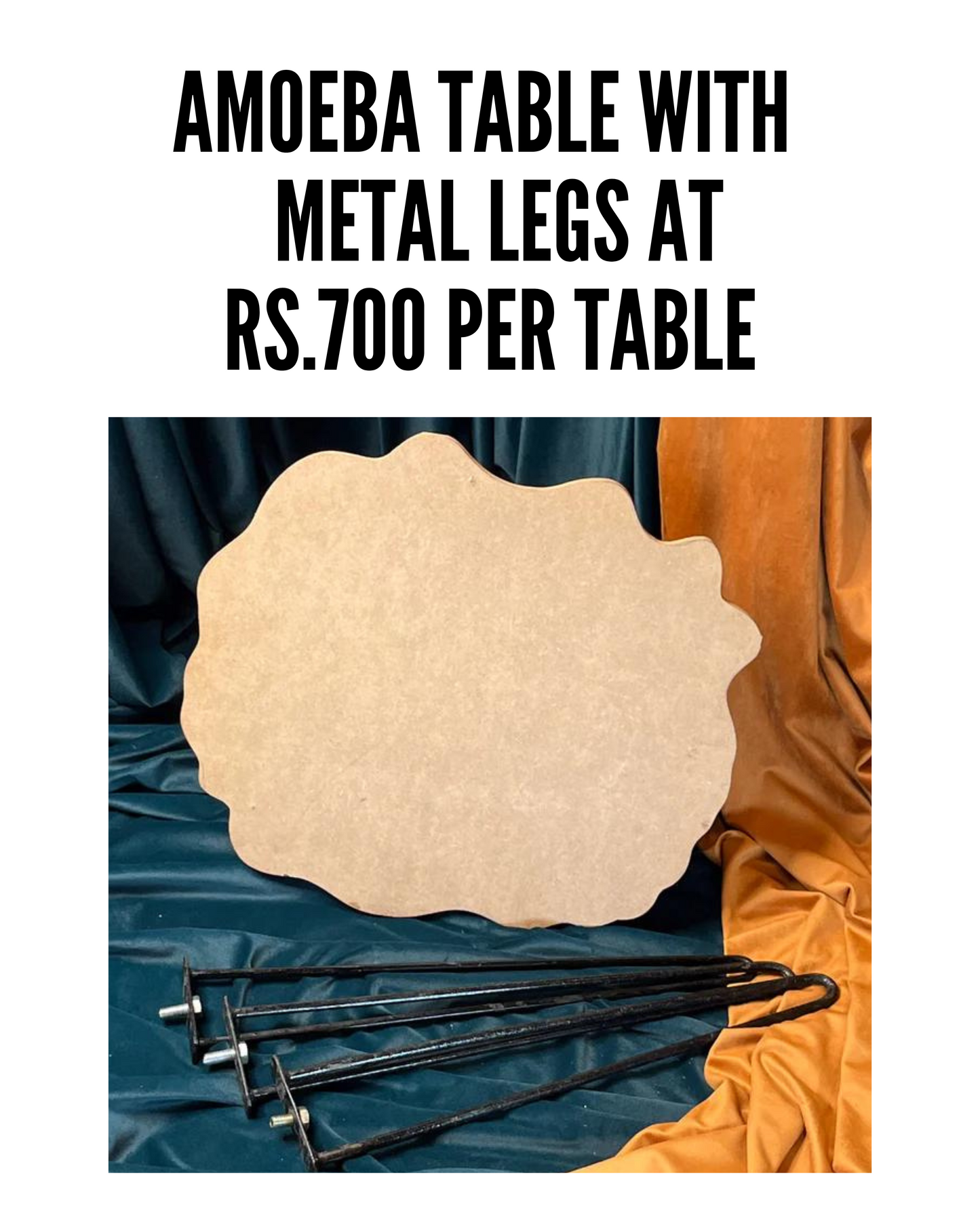 Amoeba Table With Metal Legs (Set of 5)