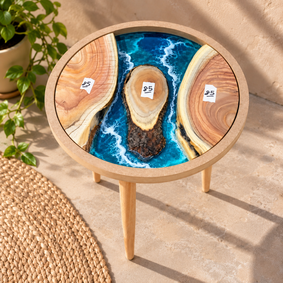 16" Framed Round River Table with Wooden Legs [Style 85]