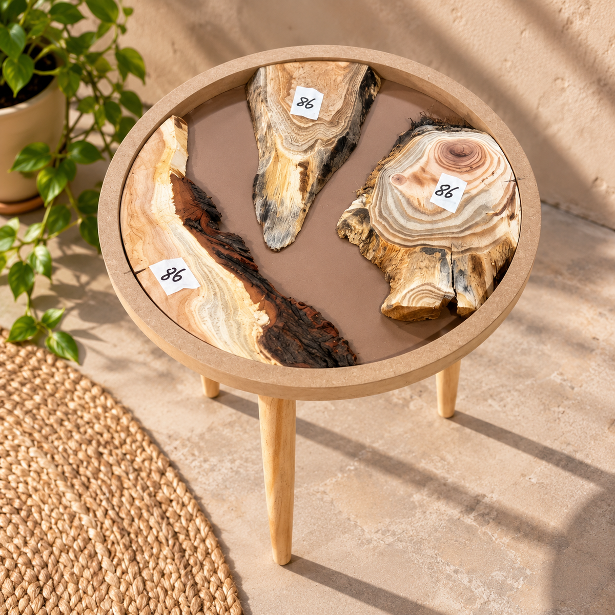 16" Framed Round River Table with Wooden Legs [Style 86]