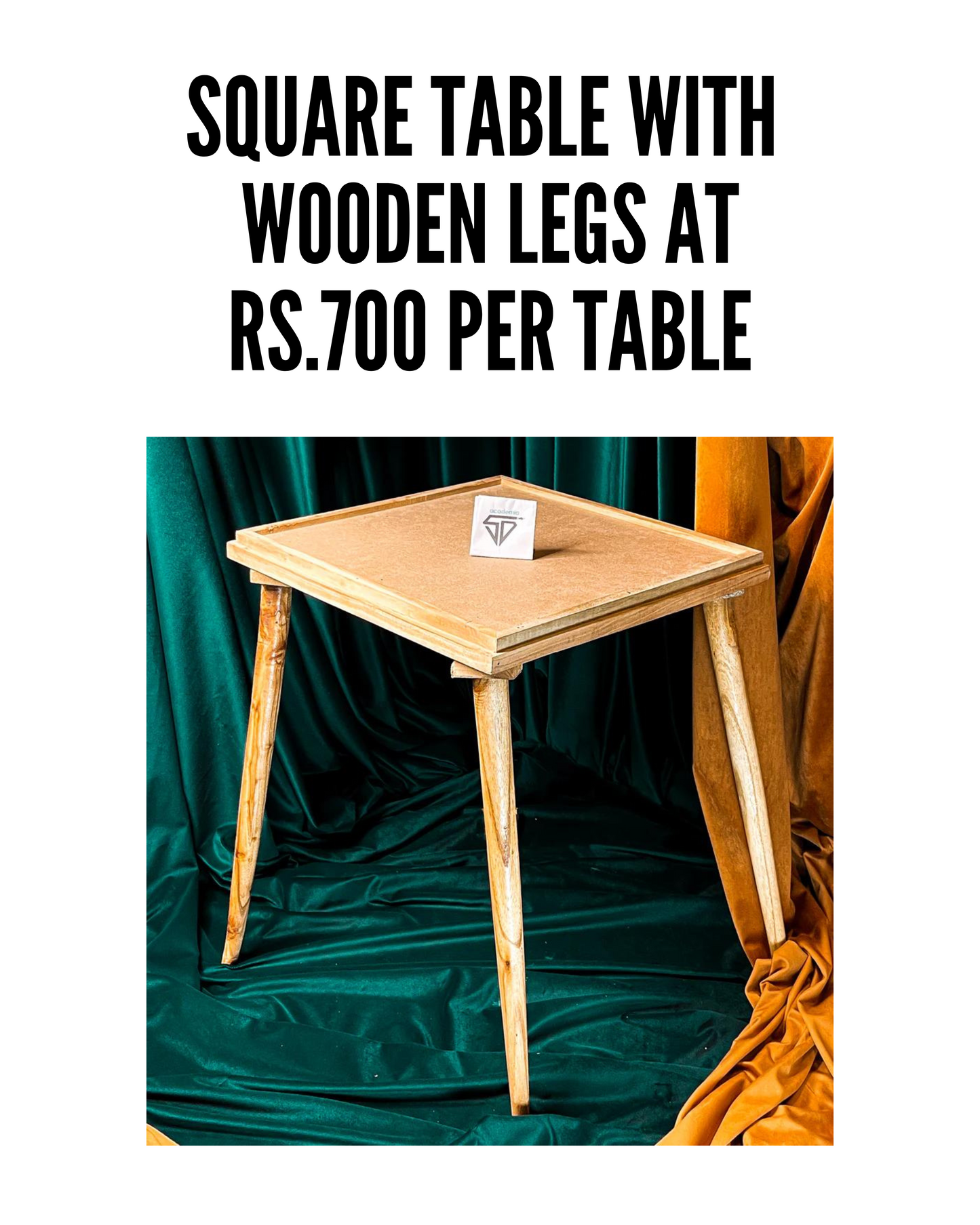 Square Table with Wooden legs (Set of 5)