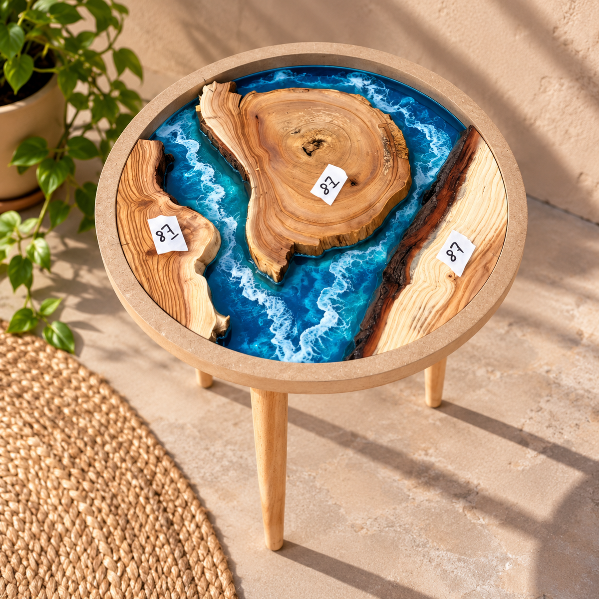 16" Framed Round River Table with Wooden Legs [Style 87]