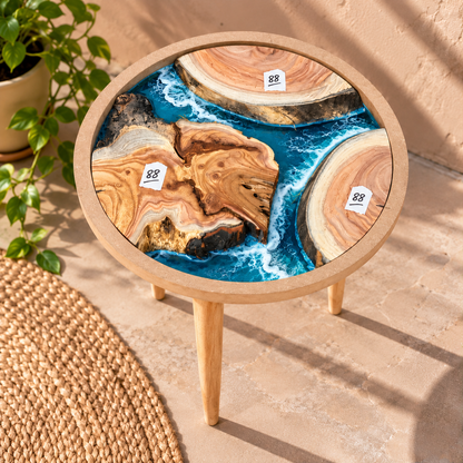 16" Framed Round River Table with Wooden Legs [Style 88]