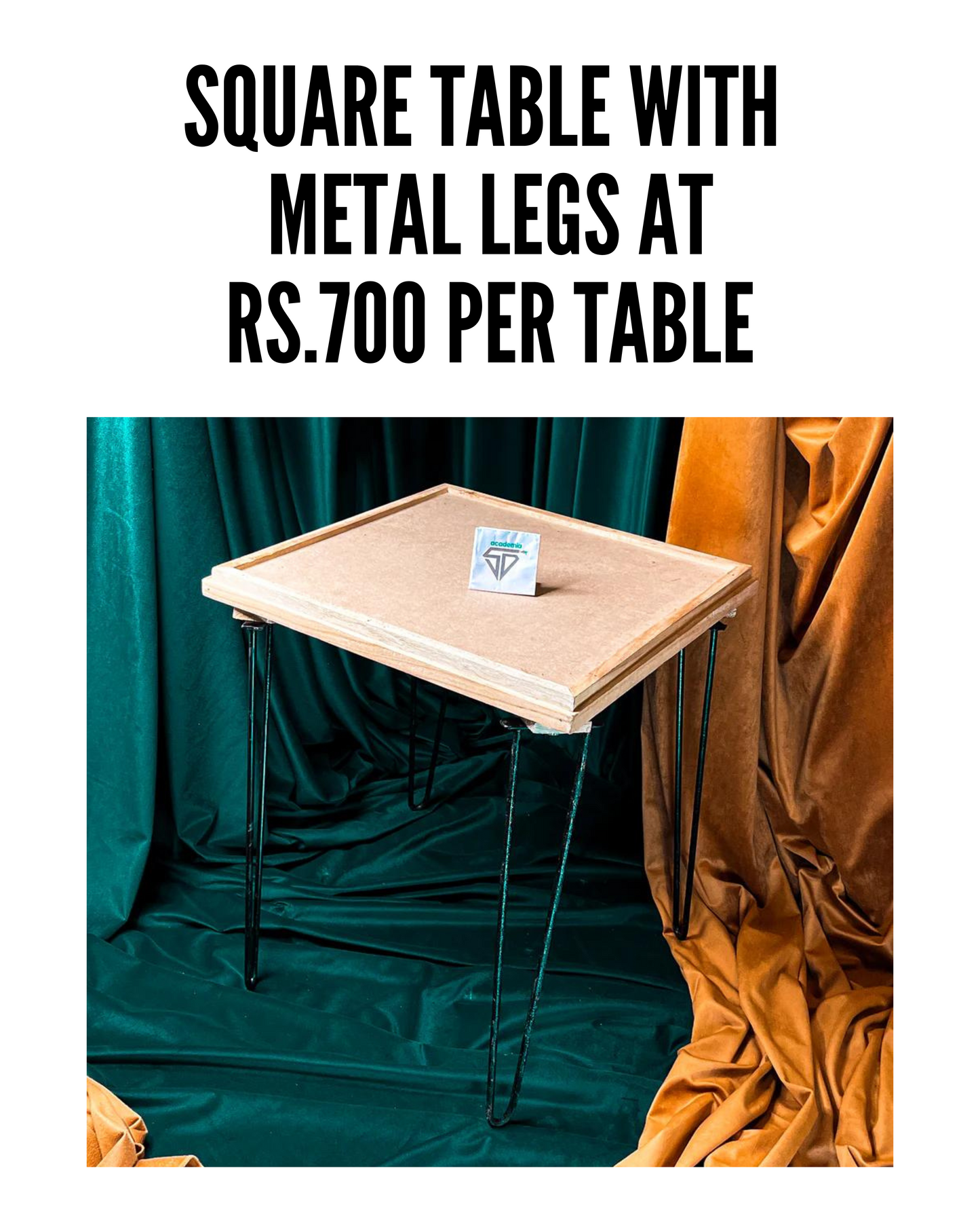 Square Table with Metal Legs (Set of 5)