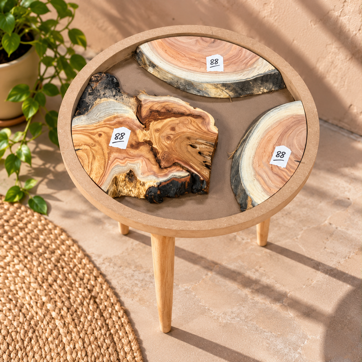 16" Framed Round River Table with Wooden Legs [Style 88]