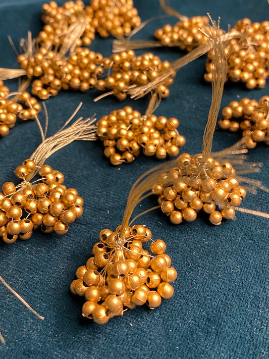 Metallic Gold Beads Latkans- 100 Pieces