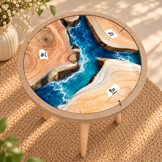16" Framed Round River Table with Wooden Legs [Style 90]