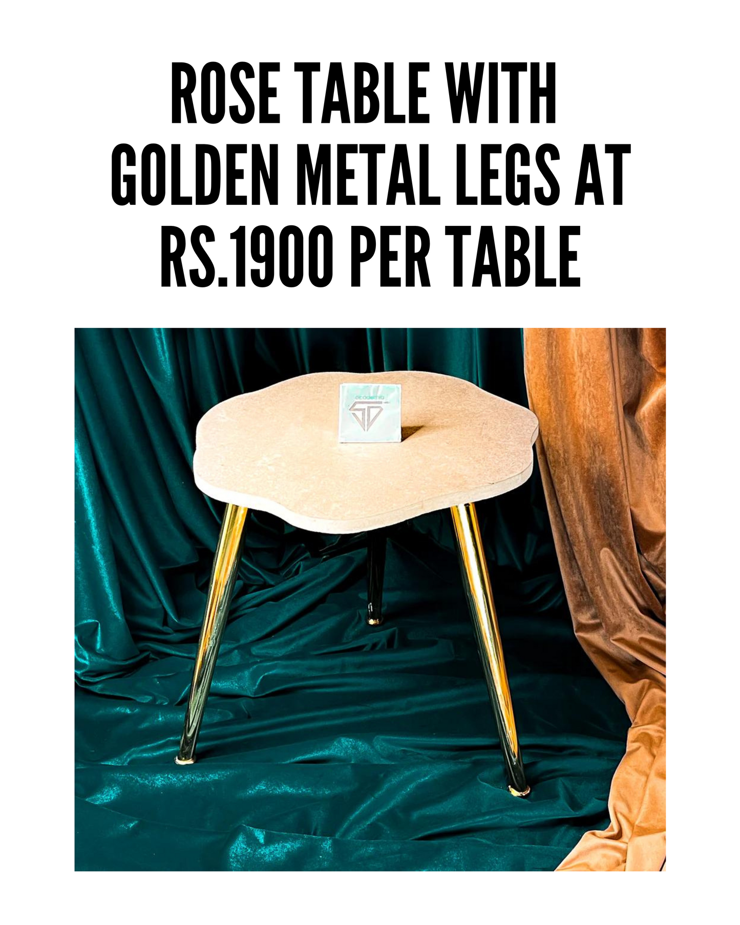 Rose Table with Golden Metal Legs (Set of 5)
