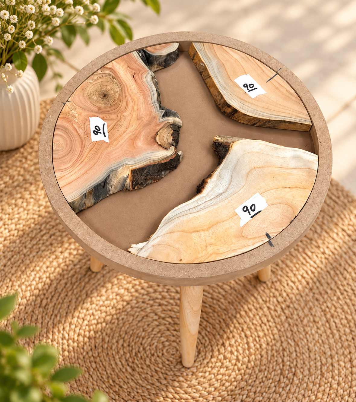 16" Framed Round River Table with Wooden Legs [Style 90]