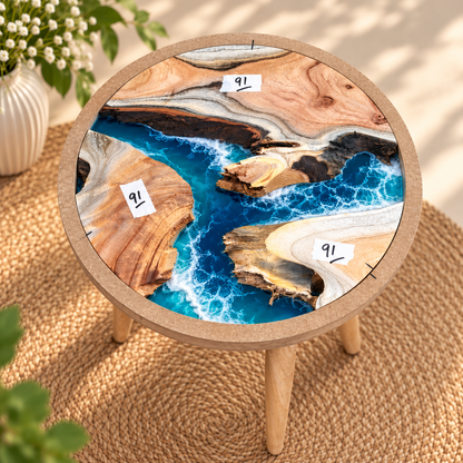 16" Framed Round River Table with Wooden Legs [Style 91]
