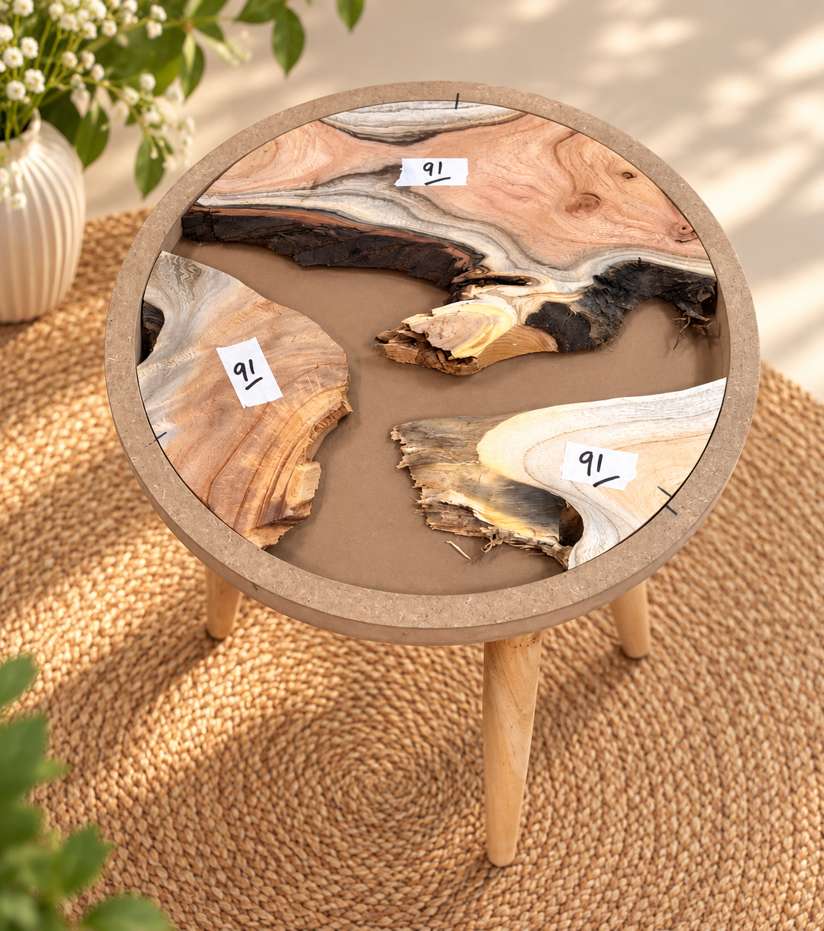 16" Framed Round River Table with Wooden Legs [Style 91]