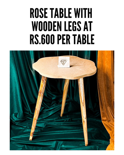 Rose Table with Wooden Legs (Set of 5)
