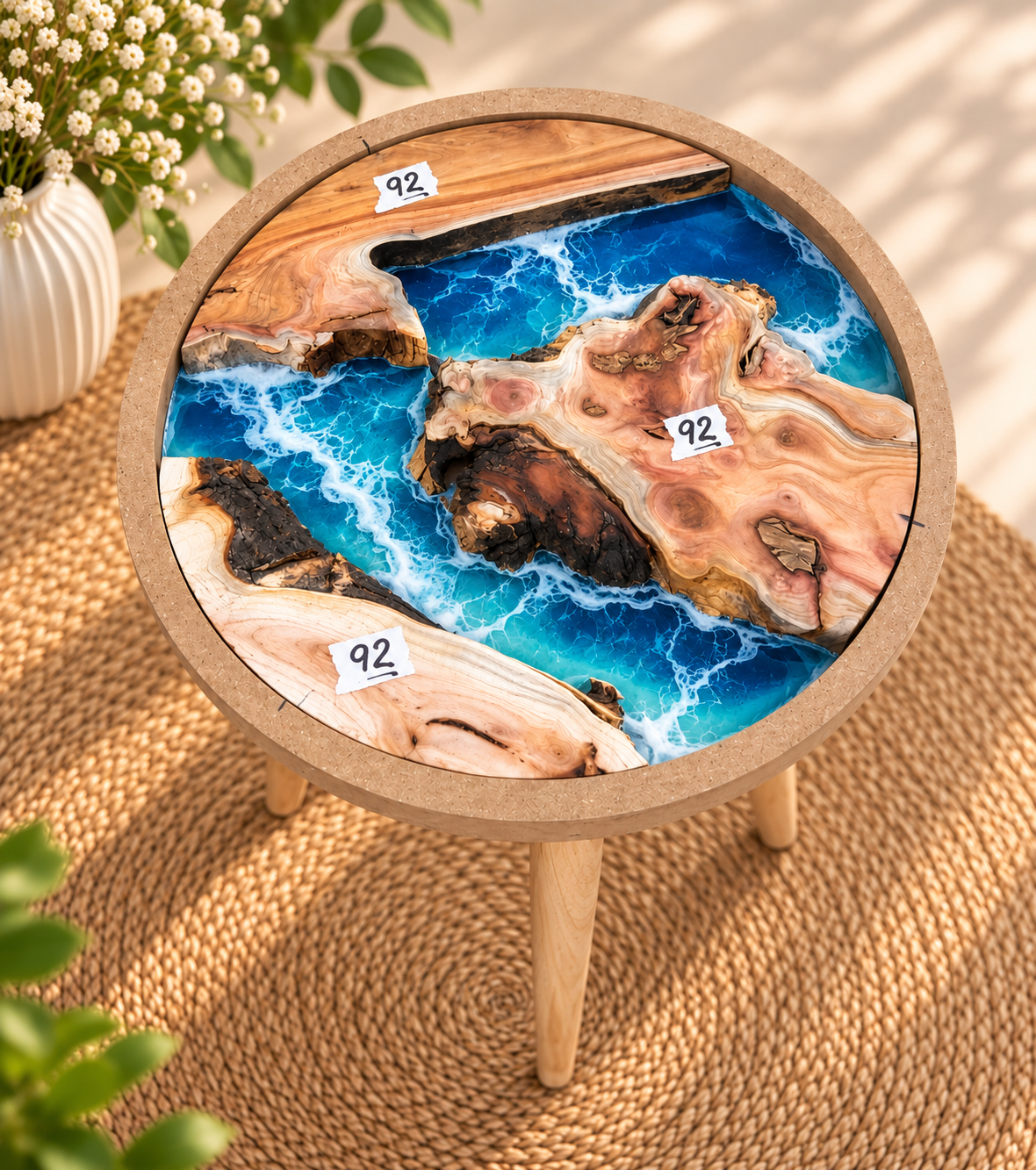 16" Framed Round River Table with Wooden Legs [Style 92]