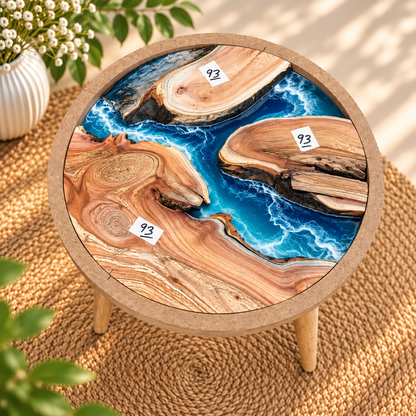 16" Framed Round River Table with Wooden Legs [Style 93]