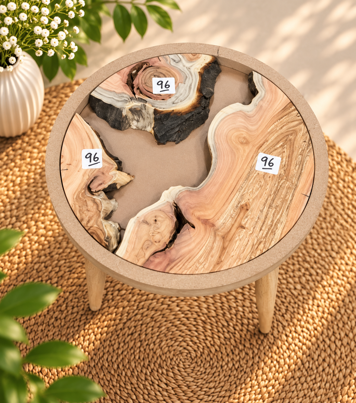 16" Framed Round River Table with Wooden Legs [Style 96]