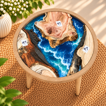 16" Framed Round River Table with Wooden Legs [Style 97]