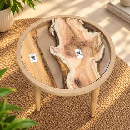 16" Framed Round River Table with Wooden Legs [Style 98]