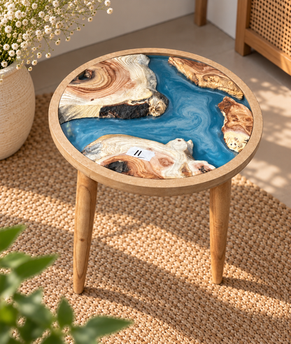 16" Framed Round River Table with Wooden Legs [Style 11]
