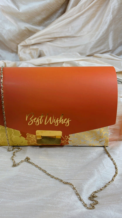 Orange Gold Sling Gift Bag/Box– Set of 10