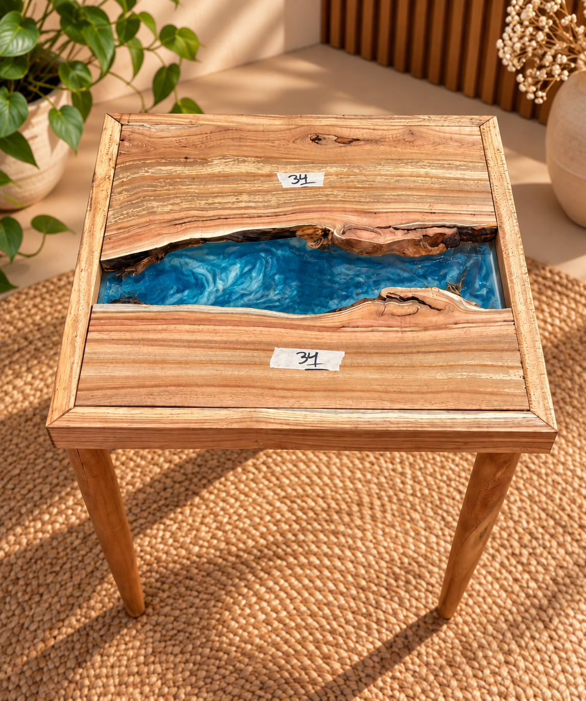 17x17" Wood River Table Base with Legs [Style 34]