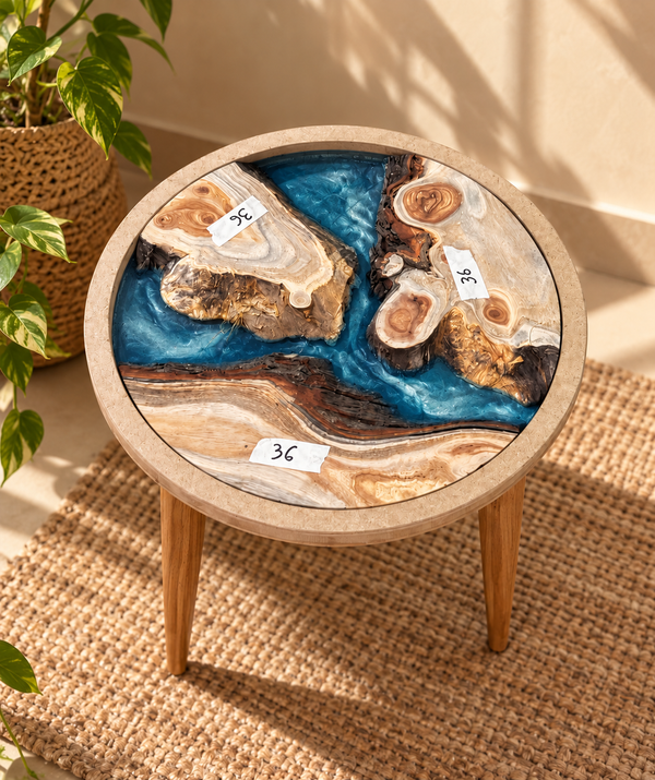 16" Framed Round River Table with Wooden Legs [Style 36]