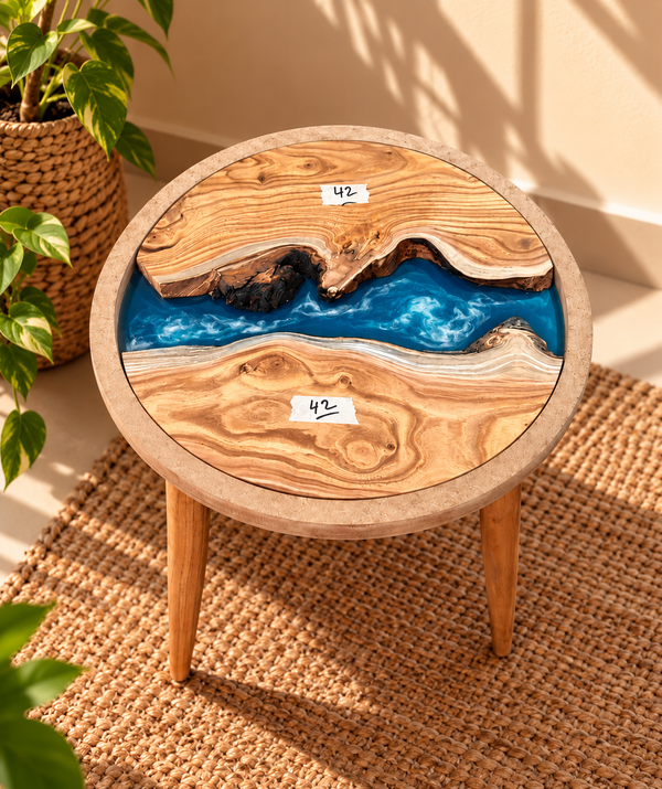 16" Framed Round River Table with Wooden Legs [Style 42]