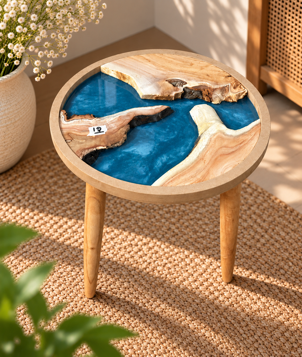 16" Framed Round River Table with Wooden Legs [Style 12]