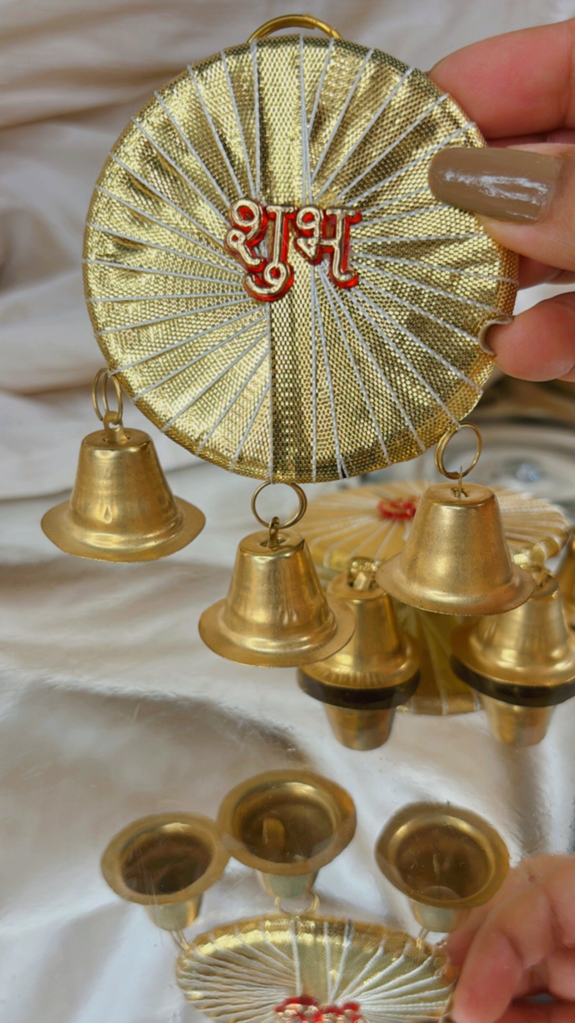 Round Bell Shubh Labh Hanging - Set Of 10