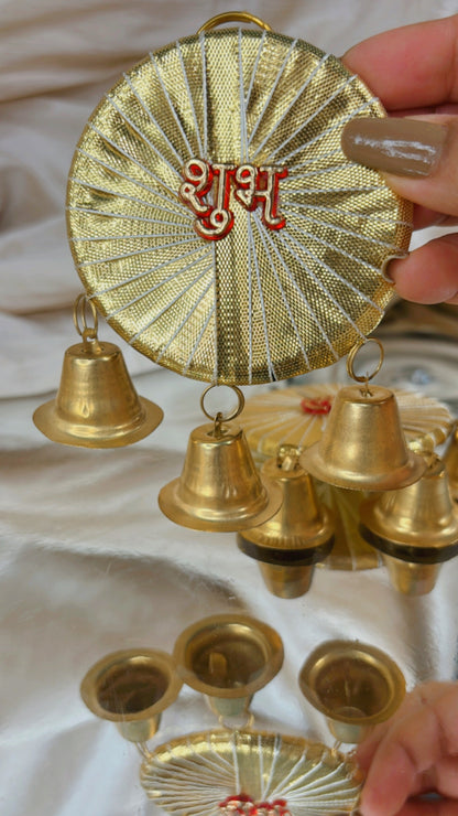 Round Bell Shubh Labh Hanging - Set Of 10