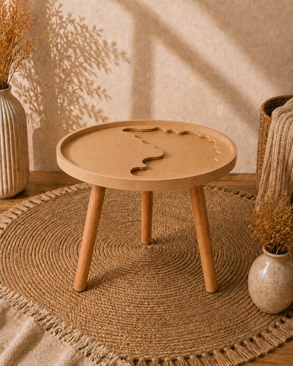 Round Abstract Pattern MDF Table w/Border
