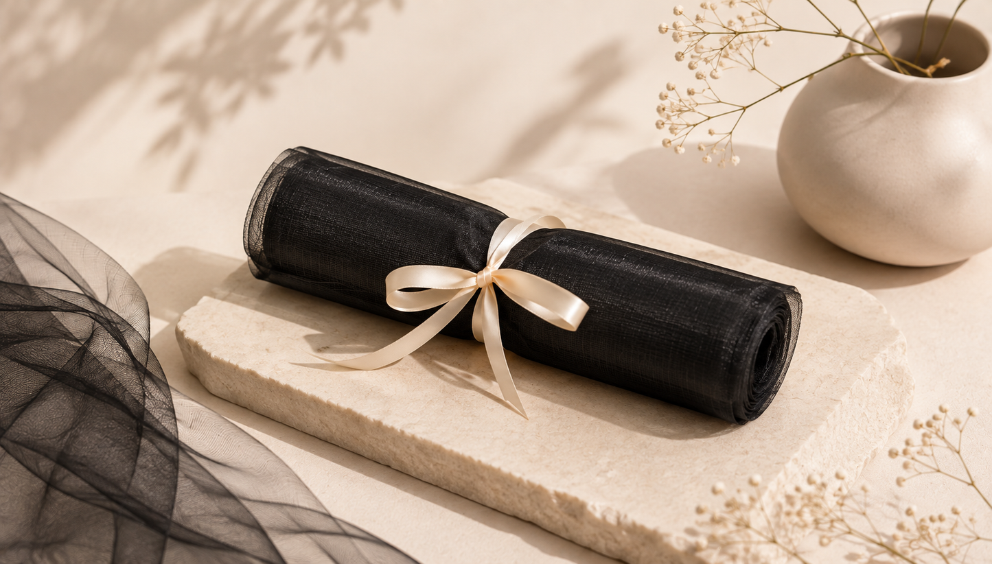 Premium Black Tissue Organza Net Roll | 4.5m x 120cm