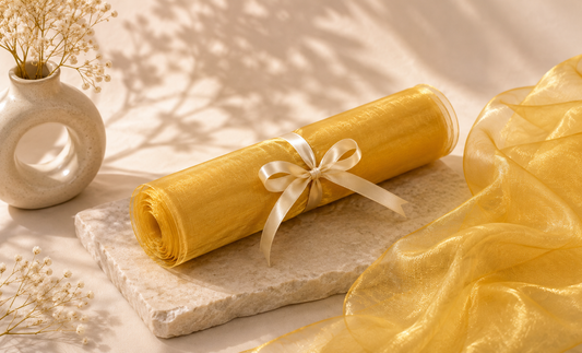 Premium Golden Tissue Organza Net Roll | 4.5m x 120cm
