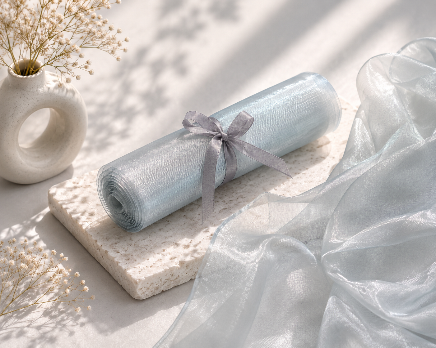 Premium Silver Tissue Organza Net Roll | 4.5m x 120cm