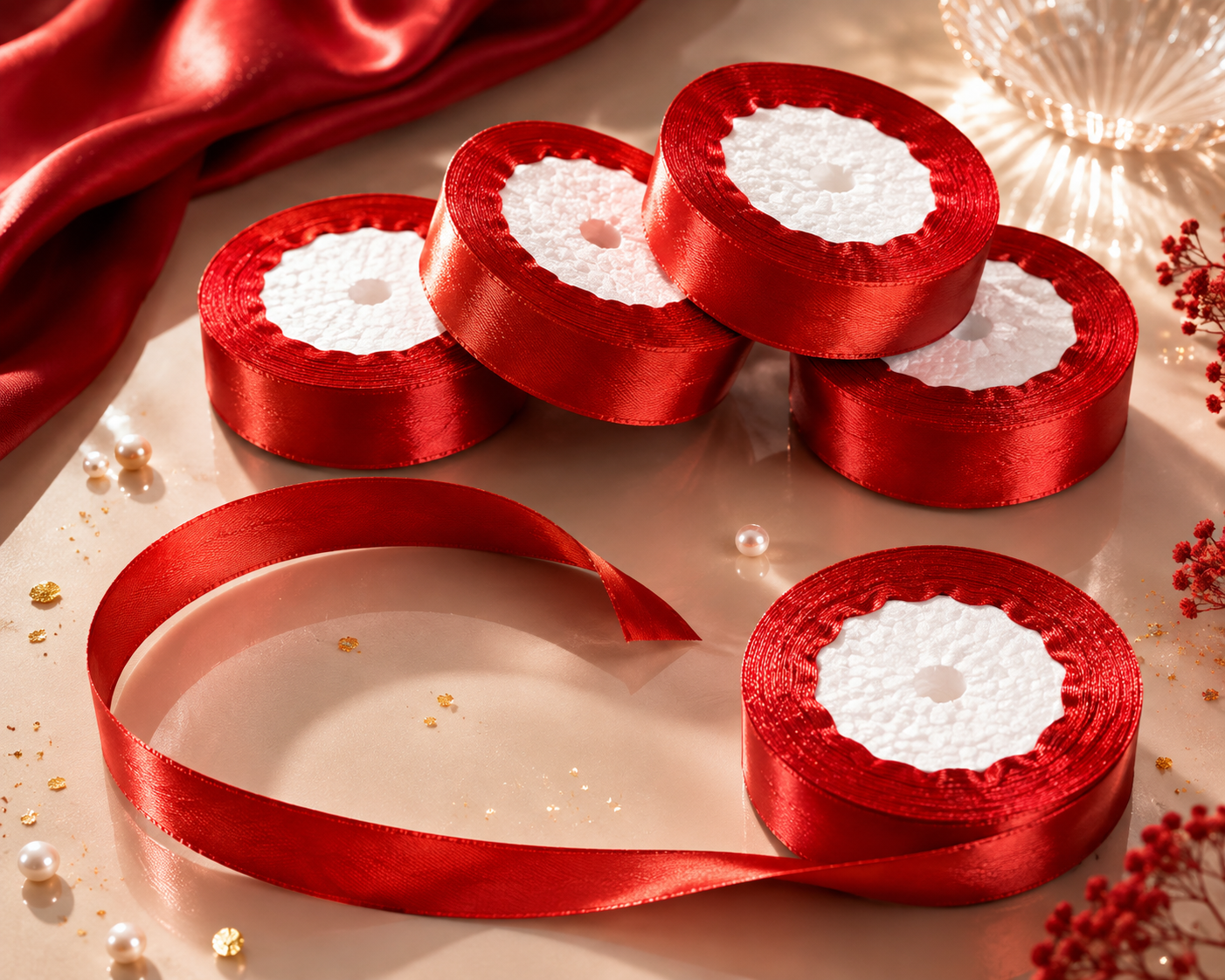 1 Inch Red Satin Ribbon (25 Yards) | Premium Craft & Wrapping Ribbon