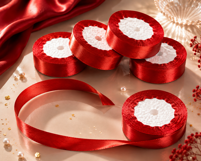 1 Inch Red Satin Ribbon (25 Yards) | Premium Craft & Wrapping Ribbon