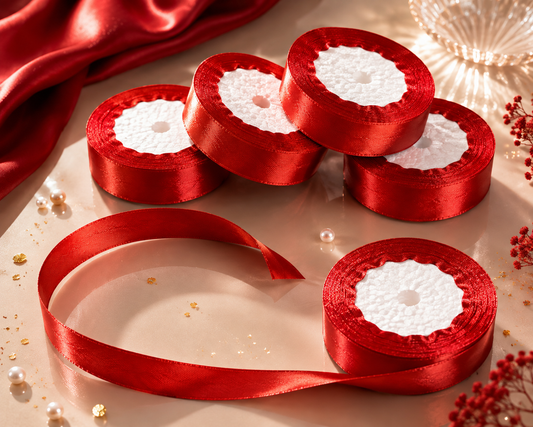 1 Inch Red Satin Ribbon (25 Yards) | Premium Craft & Wrapping Ribbon
