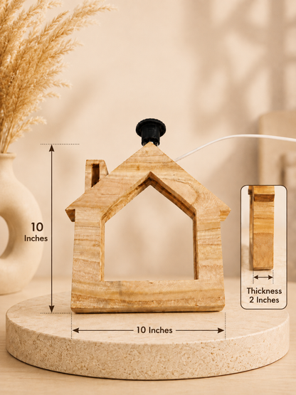 Rustic Wooden House Lamp (10")