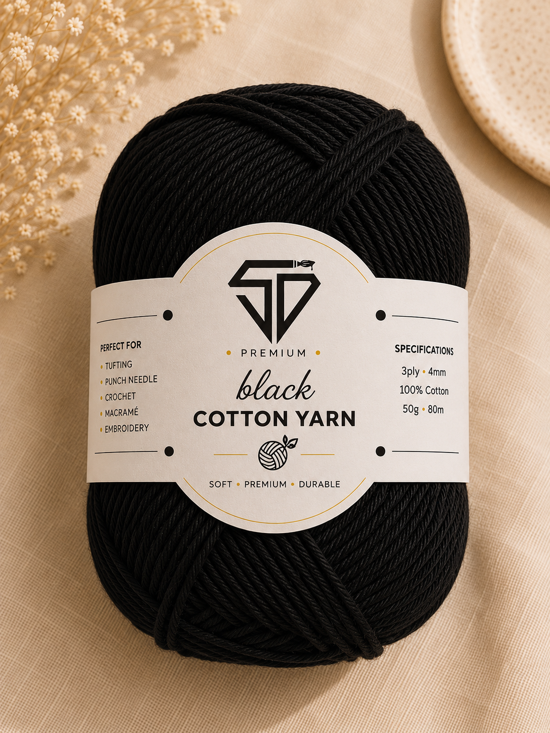 Black Cotton Yarn Ball