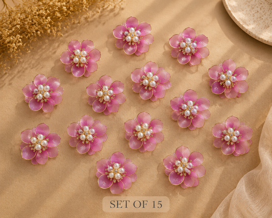Pink Pearl Flower Set (15 pcs)