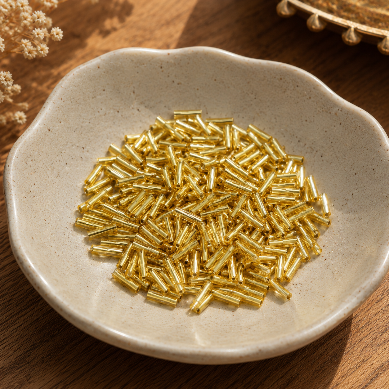Metallic Gold Tube Beads (30g Pouch)