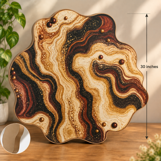30-Inch Abstract Wood & Canvas Art Base