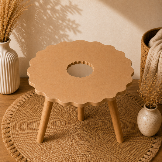 Wavy Round MDF Table with Center Hole