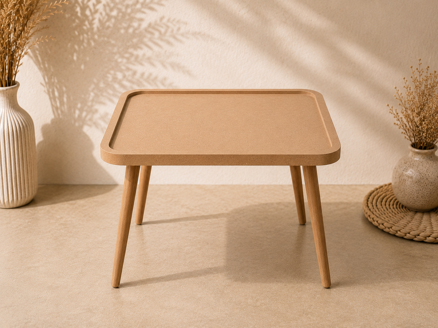 Rounded Square MDF Table with Raised Edge