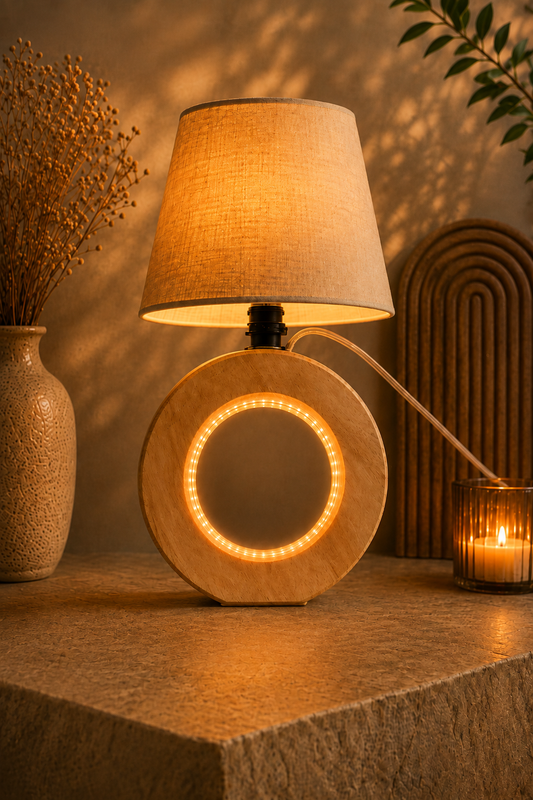 Wooden Ring Halo Table Lamp (10")