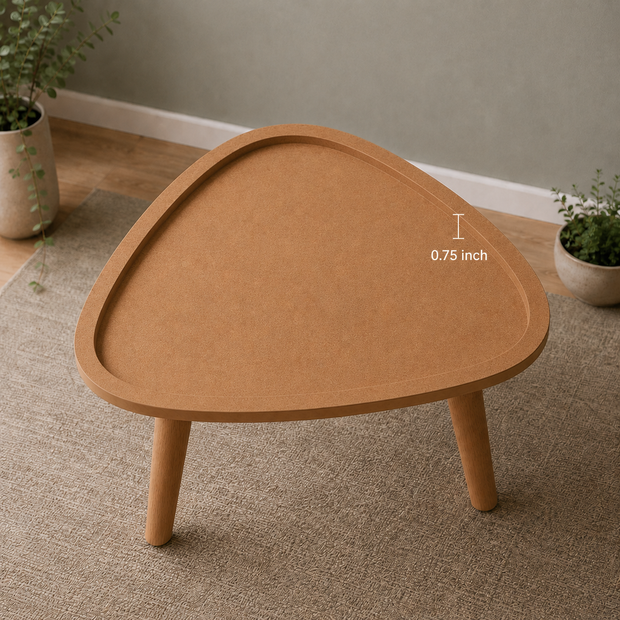Rounded Triangle MDF Table w/Border