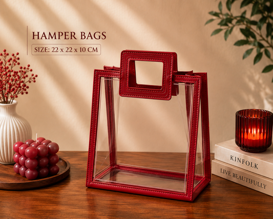 Clear PVC Gift Bag with Colored Border | Transparent Favor Tote (Set of 1 or 4)