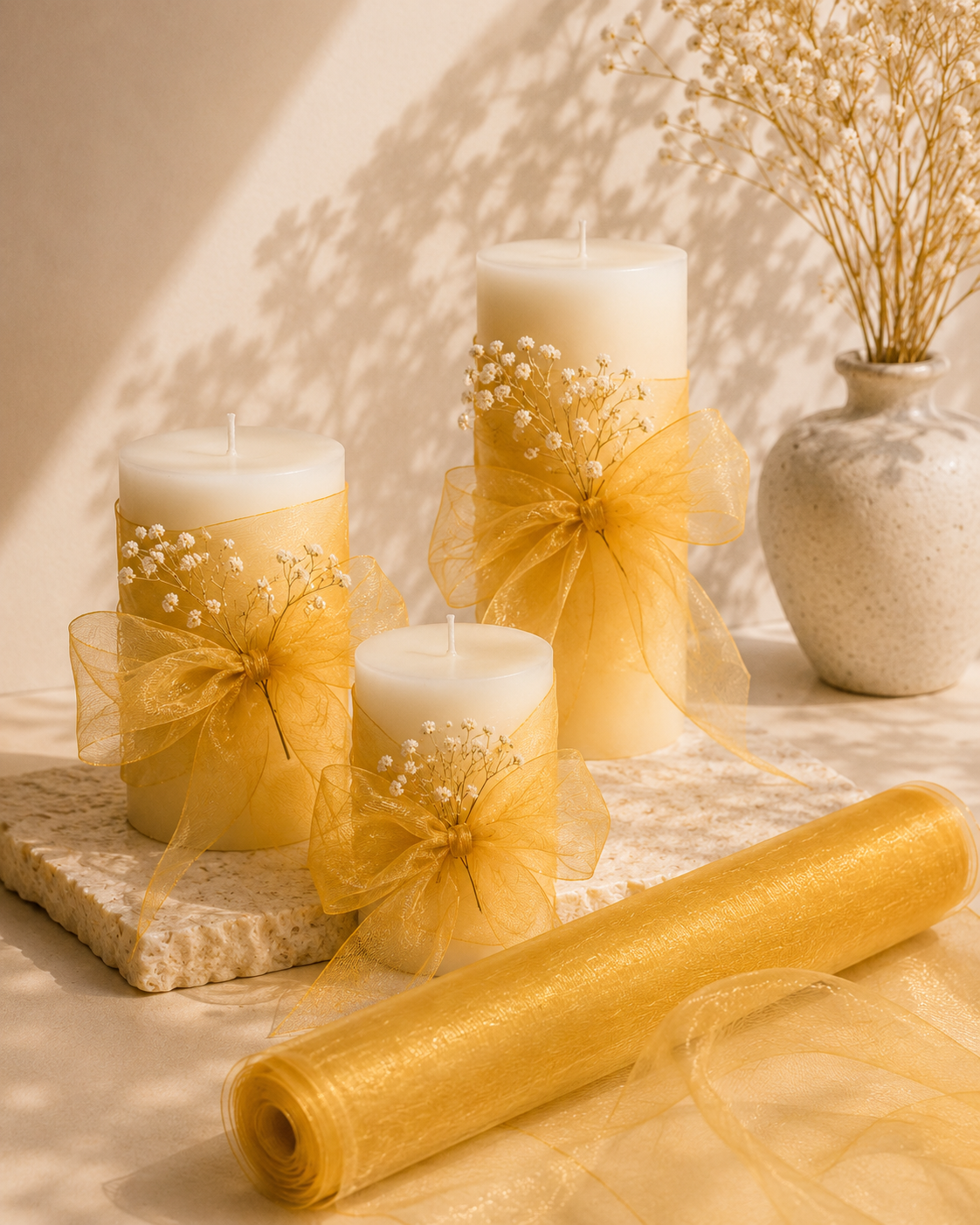 Premium Golden Tissue Organza Net Roll | 4.5m x 120cm