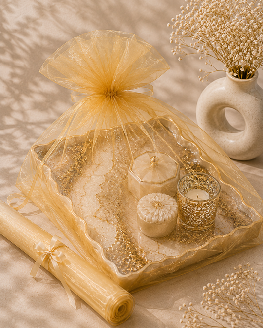 Premium Light Gold Tissue Organza Net Roll | 4.5m x 120cm