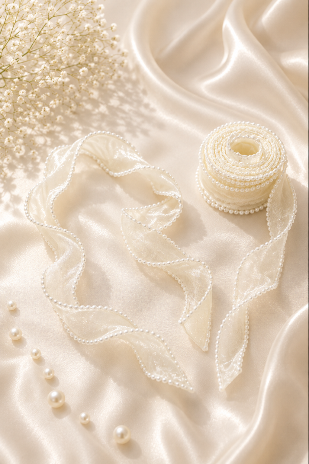 4 cm Beaded Organza Ribbon (5 Yards) | Multi-Color Bead Lace Trim (Set of 1 or 7)