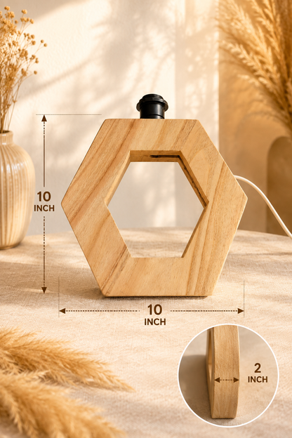 Hexagon Wood Lamp Base (10-Inch)